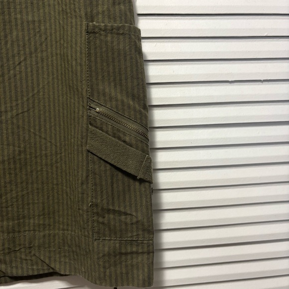 Clio Olive Green Cargo Striped Cotton Midi Skirt - Zip and Button Size 8 - Picture 3 of 8